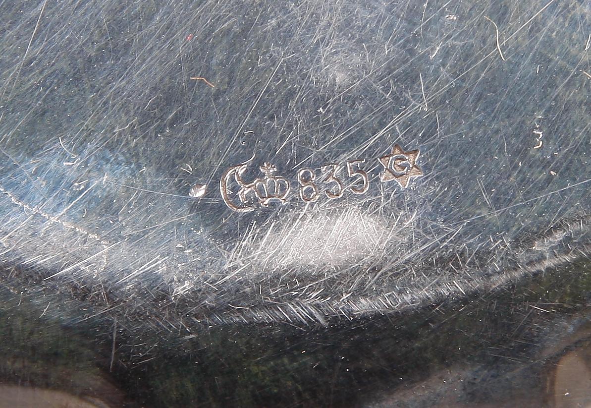 BÄGARE SAMT SKÅL, silver. GAB resp Tyskland. Tot vikt ca 535 gram.