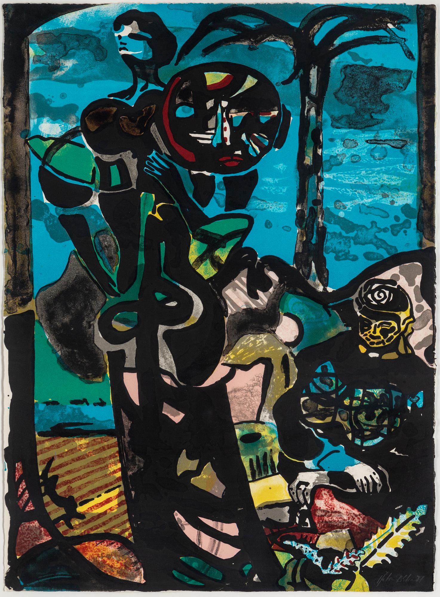 HÅKON BLEKE; lithograph in color, signed and dated -87.