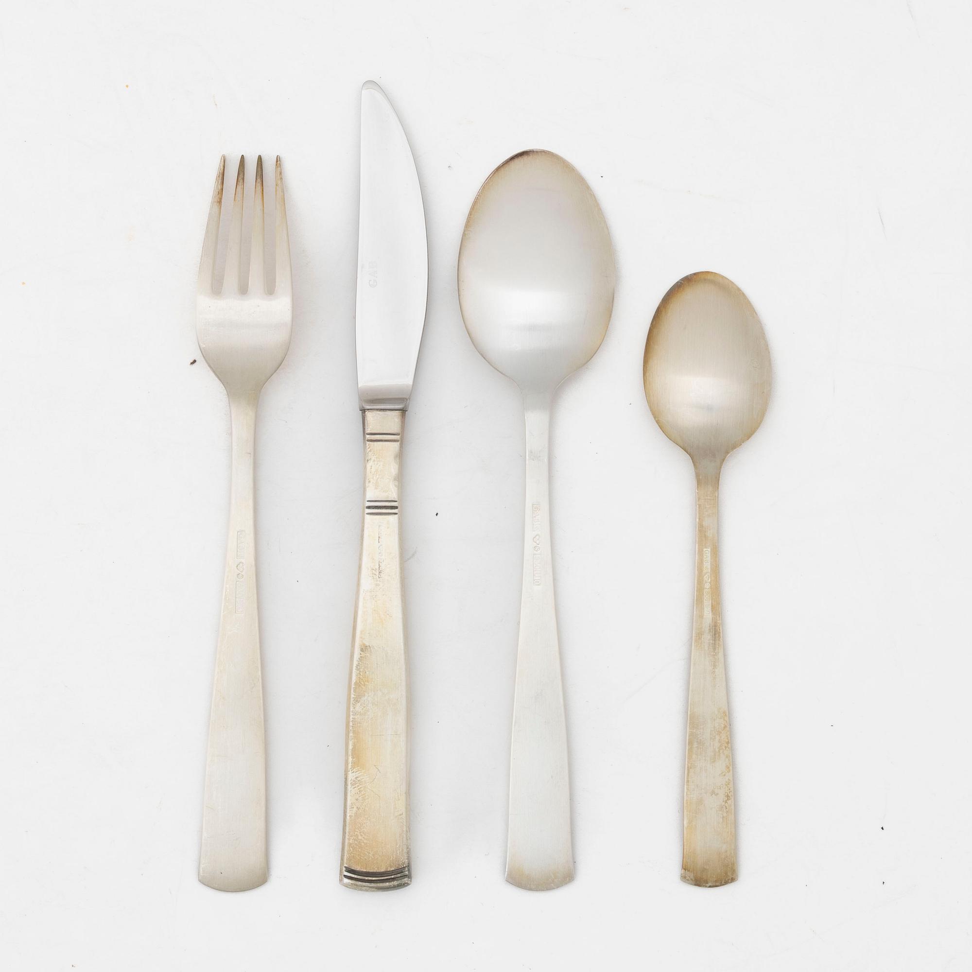 Jacob Ängman, bestickuppsättning, 48 delar, silver, modell "Rosenholm", GAB, Eskilstuna 1994.