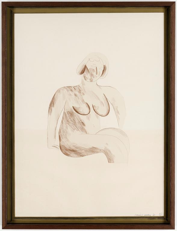 DAVID HOCKNEY, färglitografi. Signerad och numrerad 43/85 samt daterad 65, utgiven av Editions Alecto, London.