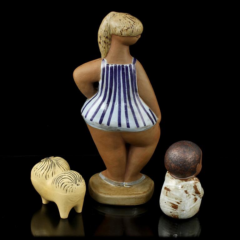 PARTI FIGURINER, 3 st, stengods, Lisa Larson, Gustavsberg.