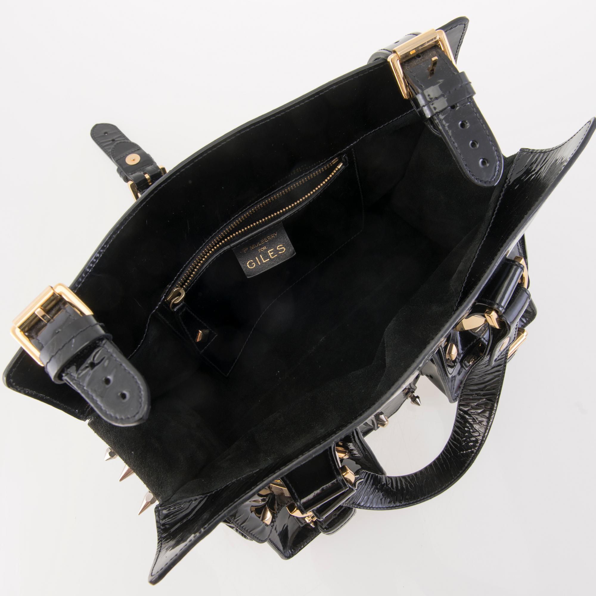 MULBERRY Black Patent Leather Roxanne for GILES Bag.