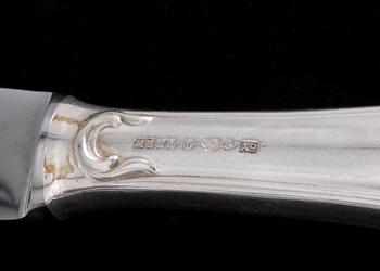 BESTICKSERVIS, 48 delar, silver, "Sachsisk", Mema, Lidköping, 1960-/1970-tal. Vikt exkl knivar med stålblad ca 1021 g.