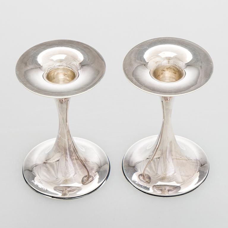 Tapio Wirkkala, a pair of silver 'Trumpet' candlesticks, Kultakeskus, Hämeenlinna 1969.