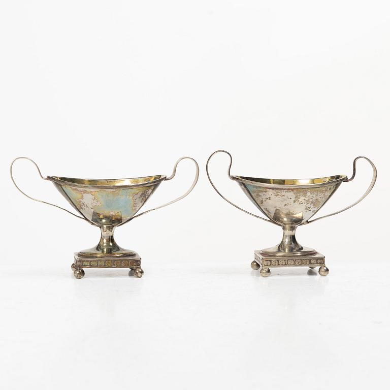 A pair of Swedish Empire silver salt cellars, mark of Nils Tornberg, Linköping 1814.