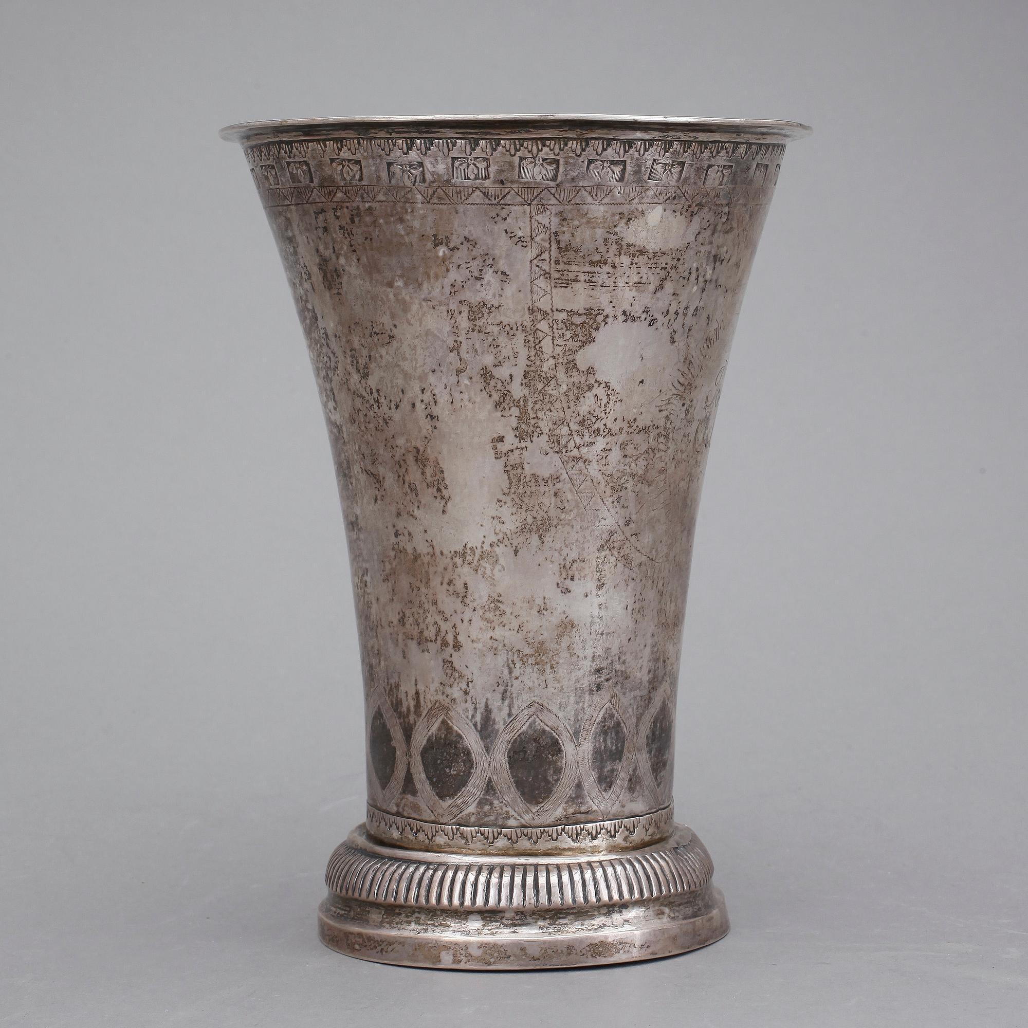 BÄGARE, silver. Arvid Wernström Eksjö, 1811. Vikt ca 415 gram.