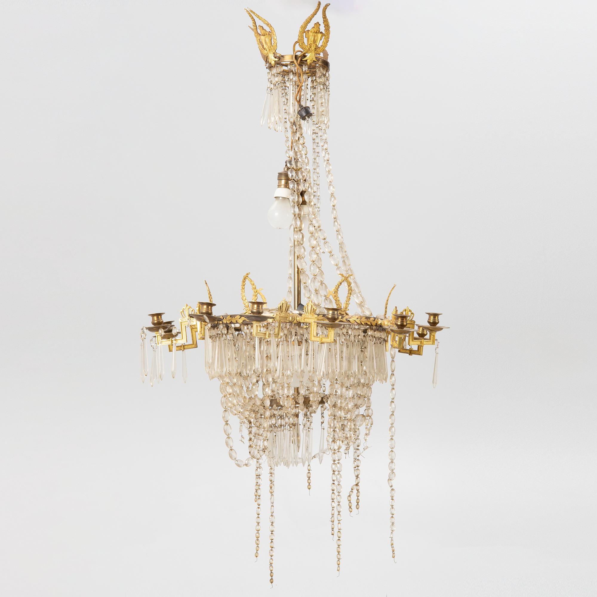 A chandelier, circa 1900.