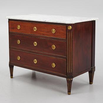 A late Gustavian mahogany commode, Stockholm, late 18th century.