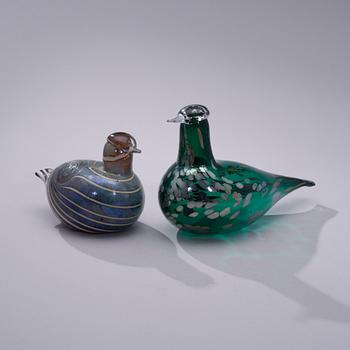 FIGURIN, 2 st, glas, signerad O. Toikka Nuutajärvi samt Oiva Toikka Nuutajärvi Notsjö.