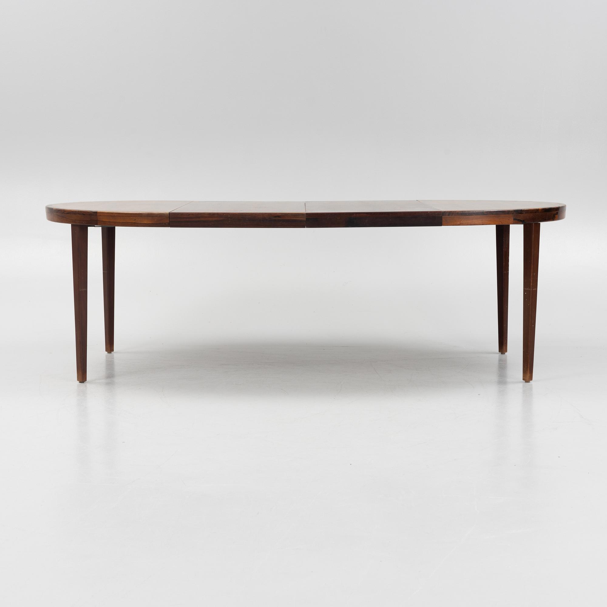 Poul Hundevad, dining set, table and a set of three chairs, Denmark, 1960s.