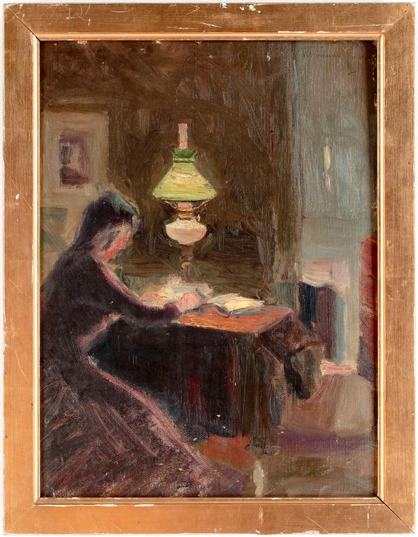 OKÄND KONSTNÄR, olja på pannå, 1900-talets första hälft.