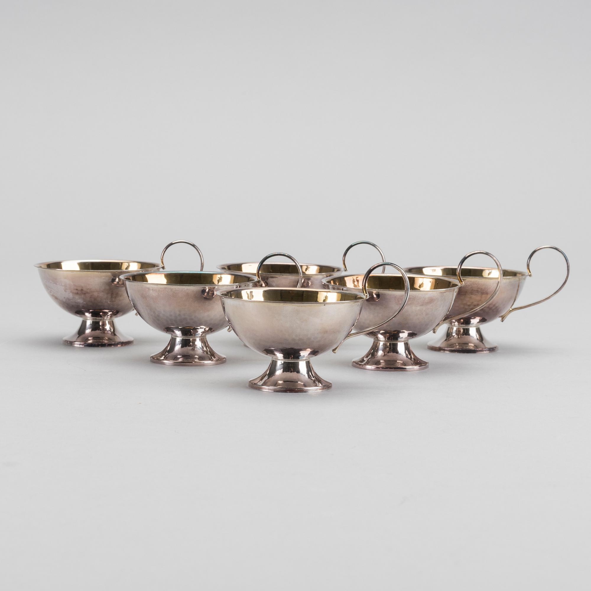 PUNCHBÄGARE, 6 st, silver, Göteborg 1967,