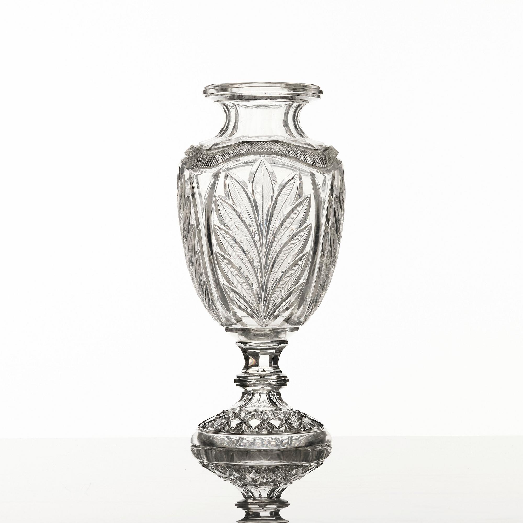 A cut glass vase, possibly Russian, 1890's.
