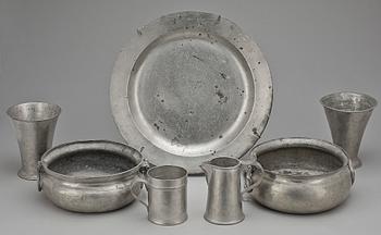 PARTI TENN, 7 delar, 1700/1800-tal.