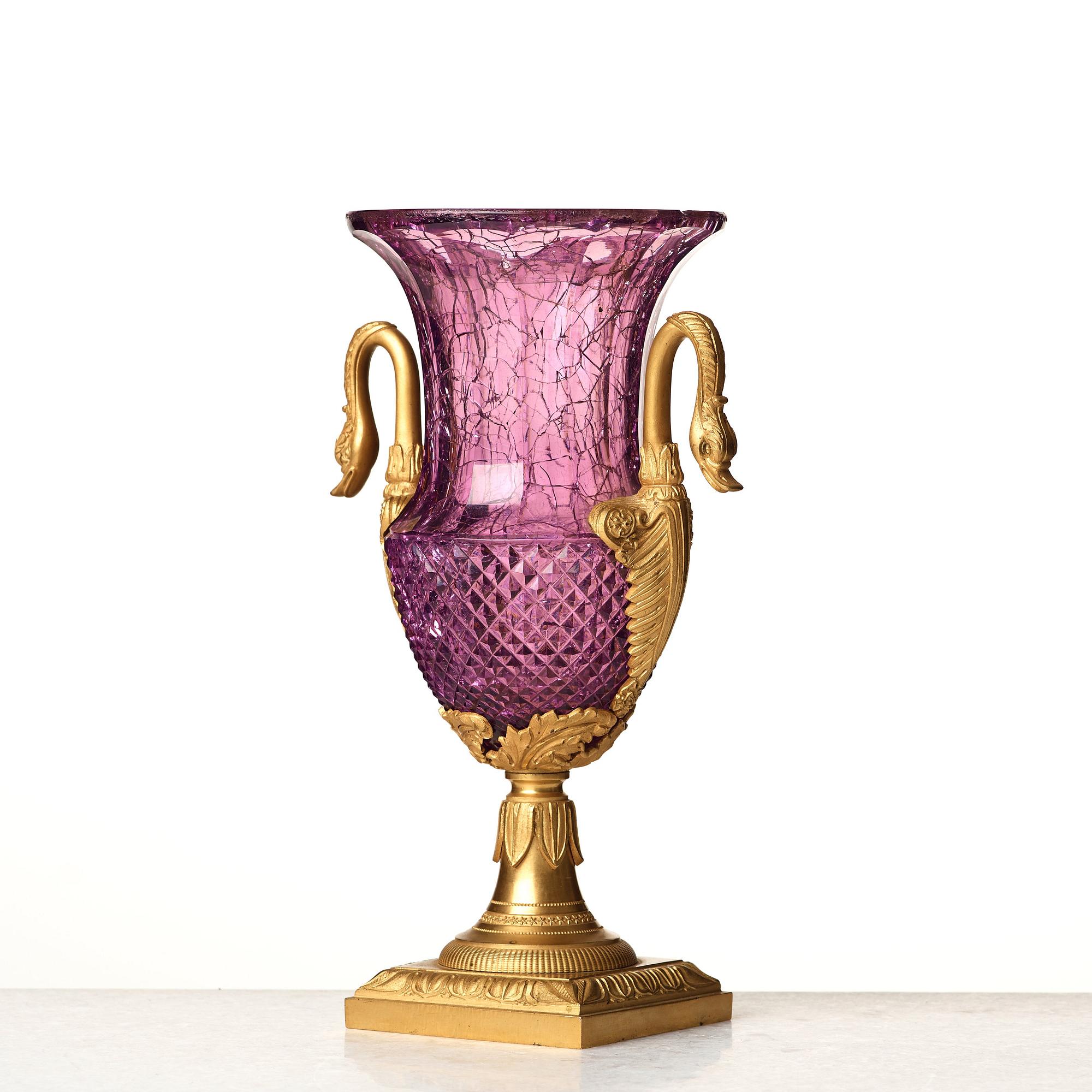 An empire style urn, presumably Baccarat, France, second half of the 19th century.