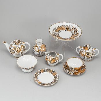 A Russian porcelain tea service, Lomonosov, late 20th century.