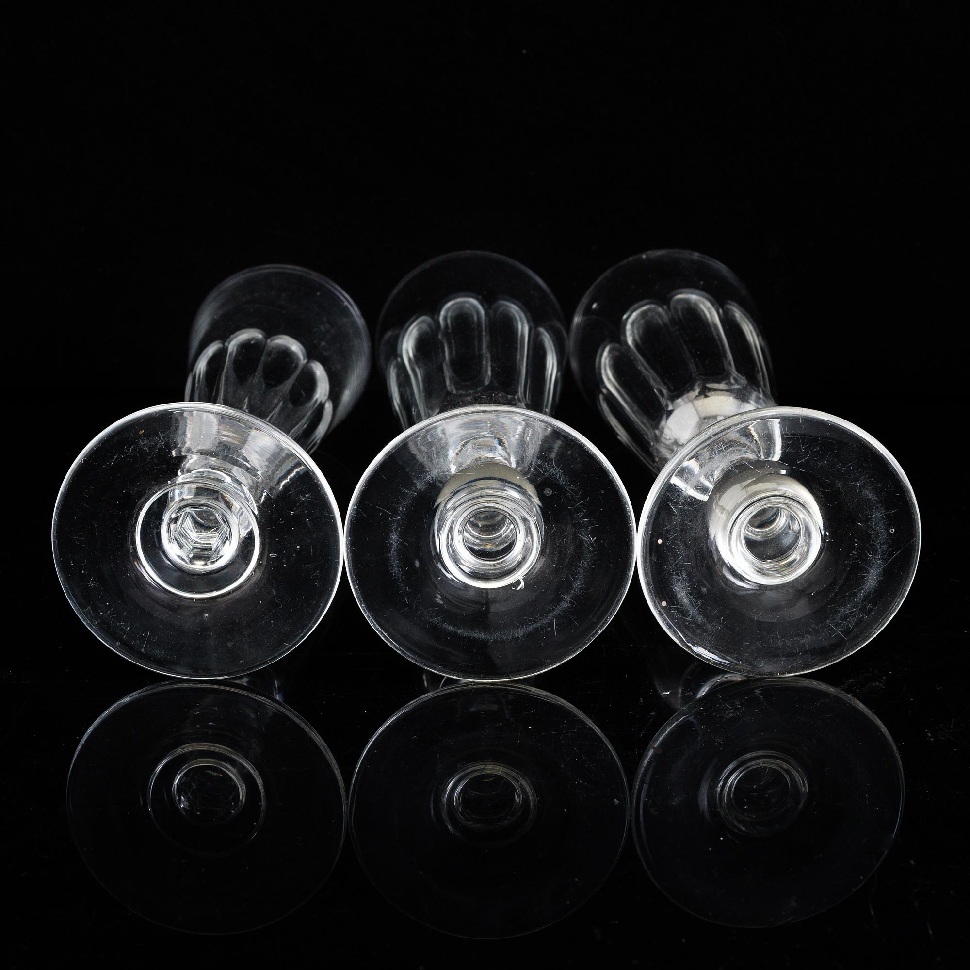 Six 19th century champagne glasses.