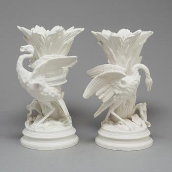 A PAIR OF PARIAN FLOWER VASES, Gustafsberg, second half of the 19th century.