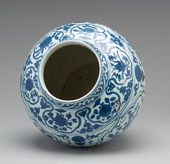 A blue and white jar, Ming dynasty (1368-1644).