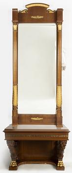 Spegel med konsolbord, empirestil, tidigt 1900-tal.