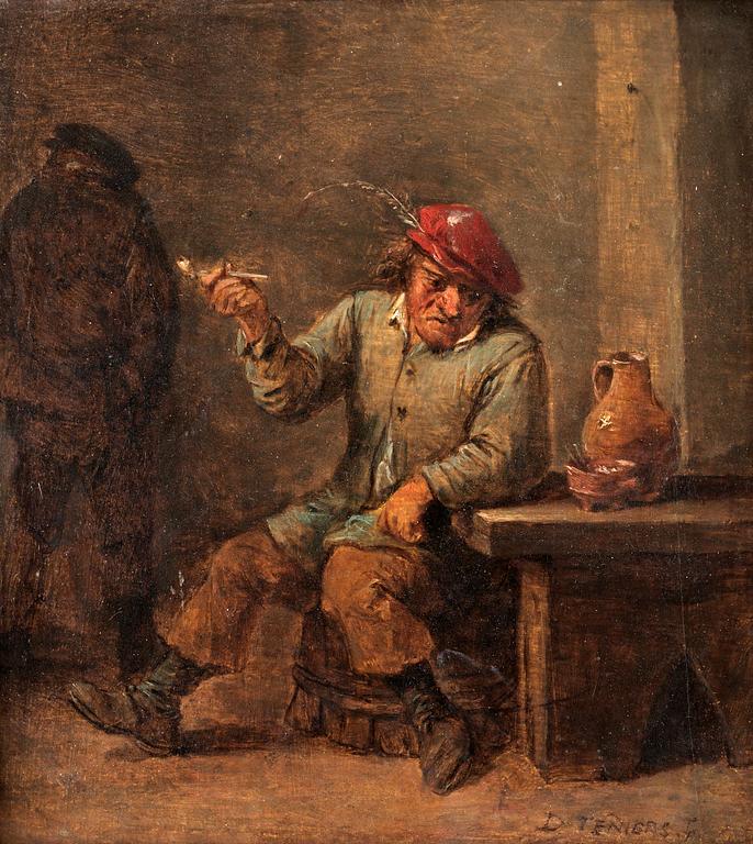 David Teniers d.y Hans efterföljd, Kritpipsrökande man- Allegori över doften.