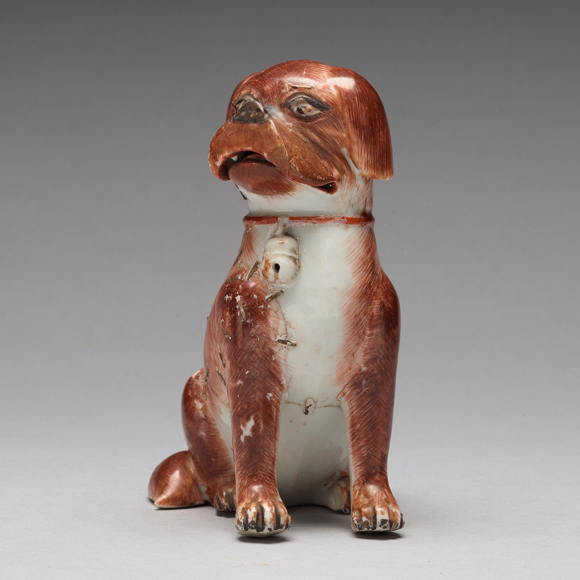 A Chinese porcelain figure of a pug dog, Qing dynasty, Qianlong (1736-95).
