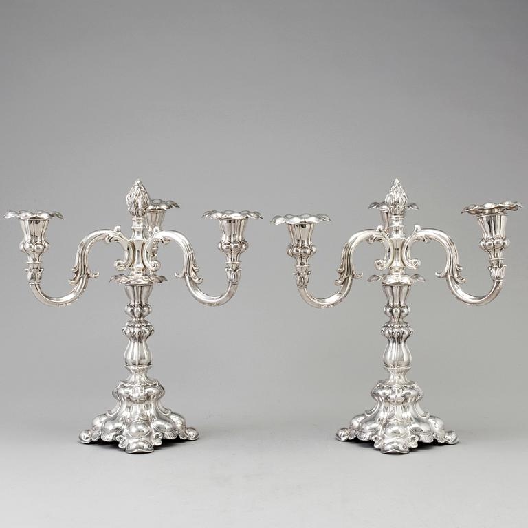 A pair of silver candelabras from CG Hallberg, Stockholm 1935.