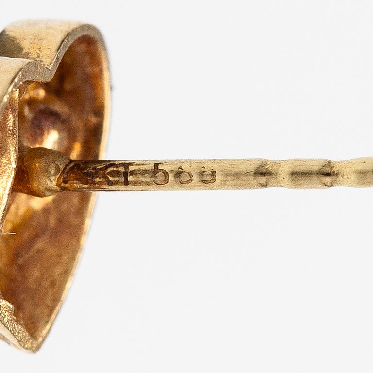 Björn Weckström, A pair of 14K gold earrings "Heart". Lapponia.