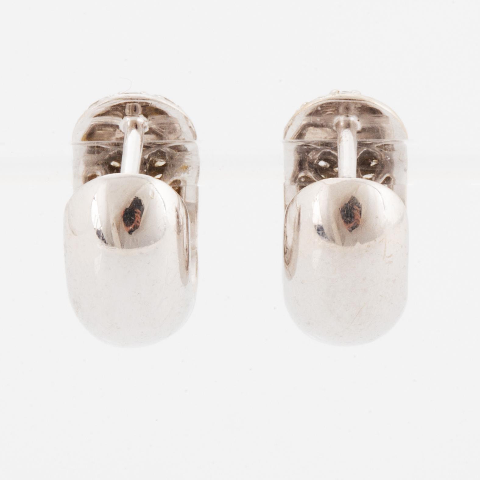 Pair of brilliant-cut diamond earrings, pavésetting, total ca 1.16 ct.