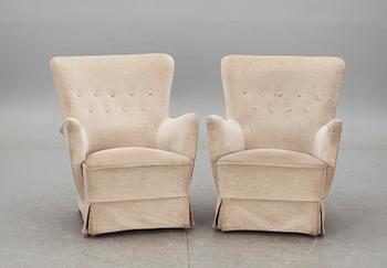 FÅTÖLJER, ett par, troligen Carl Malmsten.