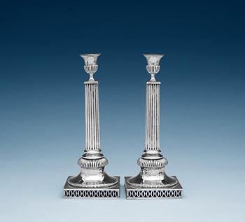 891. A pair of Swedish silver candlesticks, makers mark of Stephan Westerstråhle, Stockholm 1794.