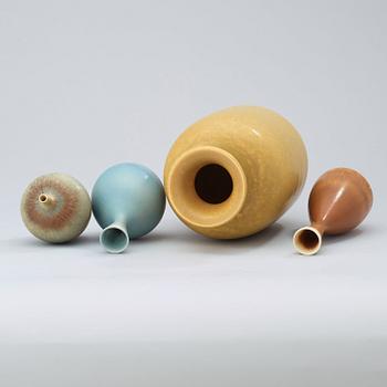 A set of four Berndt Friberg stoneware vases, Gustavsberg Studio 1965-76.