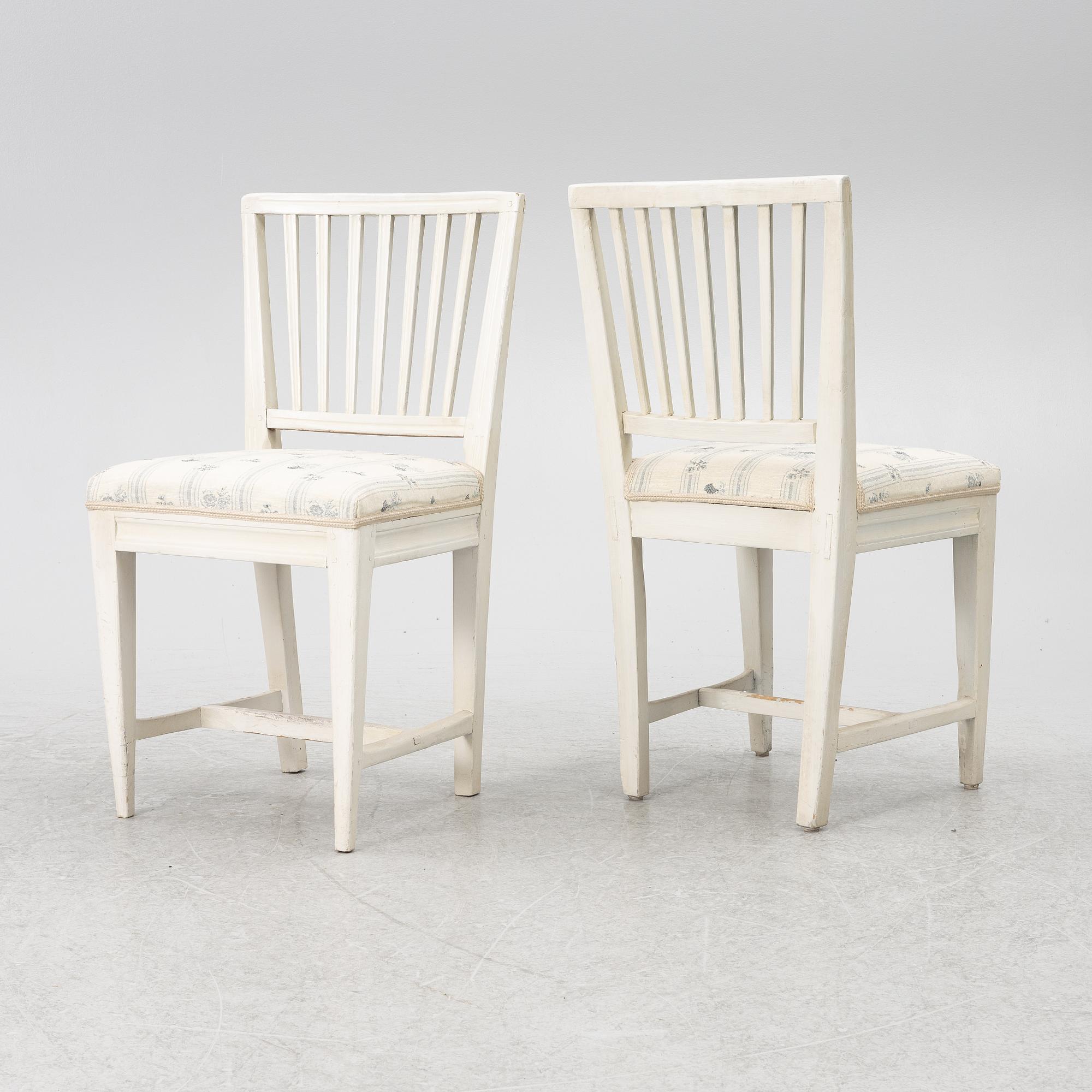 Stolar, 6 st, 1800-tal, Sengustavianska provinsarbeten.