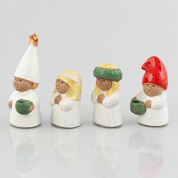 Lisa Larson, four "Advent" stoneware figurines/candlesticks, Gustavsberg, Sweden.