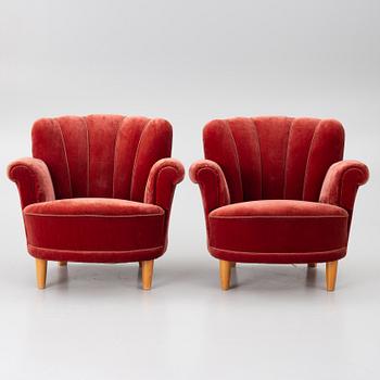 Fåtöljer, ett par, "Swedish Modern", 1940-tal.