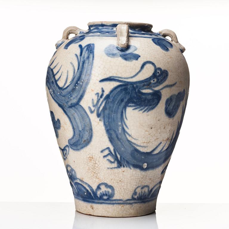 A blue and white jar, South East Asia, Vietnamn,  17th/18th Century.