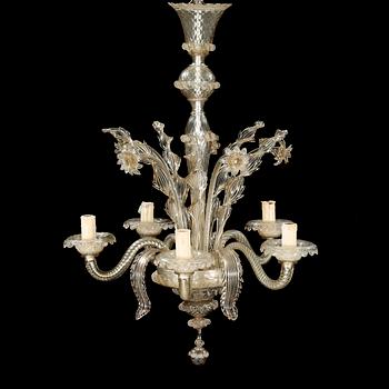 A ca mid 20th century Venetian style glass chandelier.