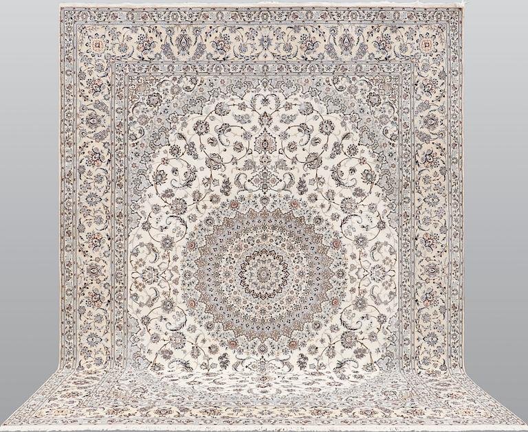 A part silk Nain carpet s.k 6LAA, ca 408 x 304 cm.