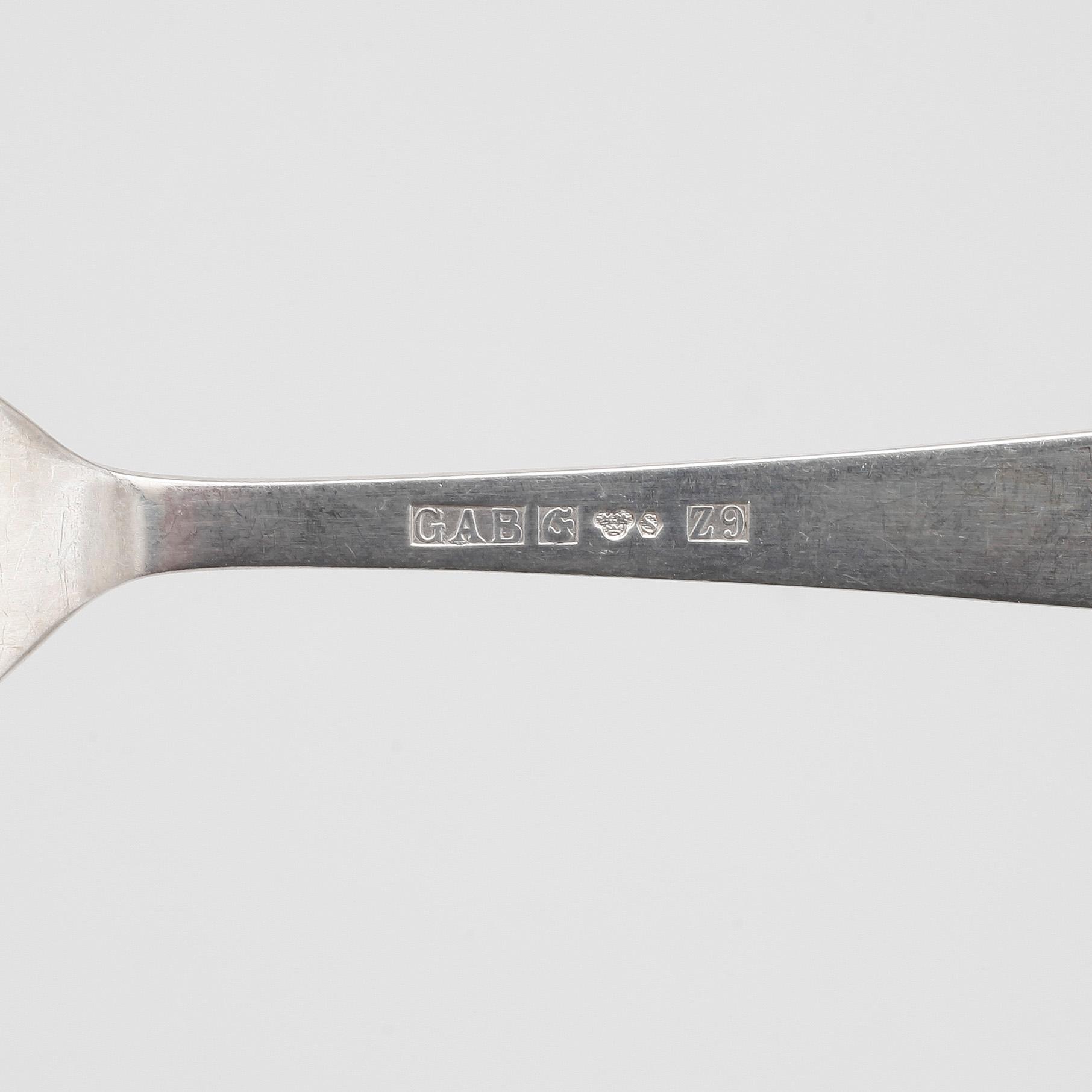 BESTICKSERVIS, silver, 89 delar, "Rosenholm", Jacob Ängman, GAB, Eskilstuna, bla 1974. Vikt ca 1638g.