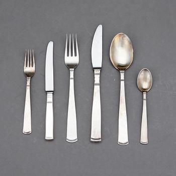 BESTICKSERVIS, 64 delar. Silver. Rosenholm. GAB Stockholm bl a 1974. Tot ca 2450 g.