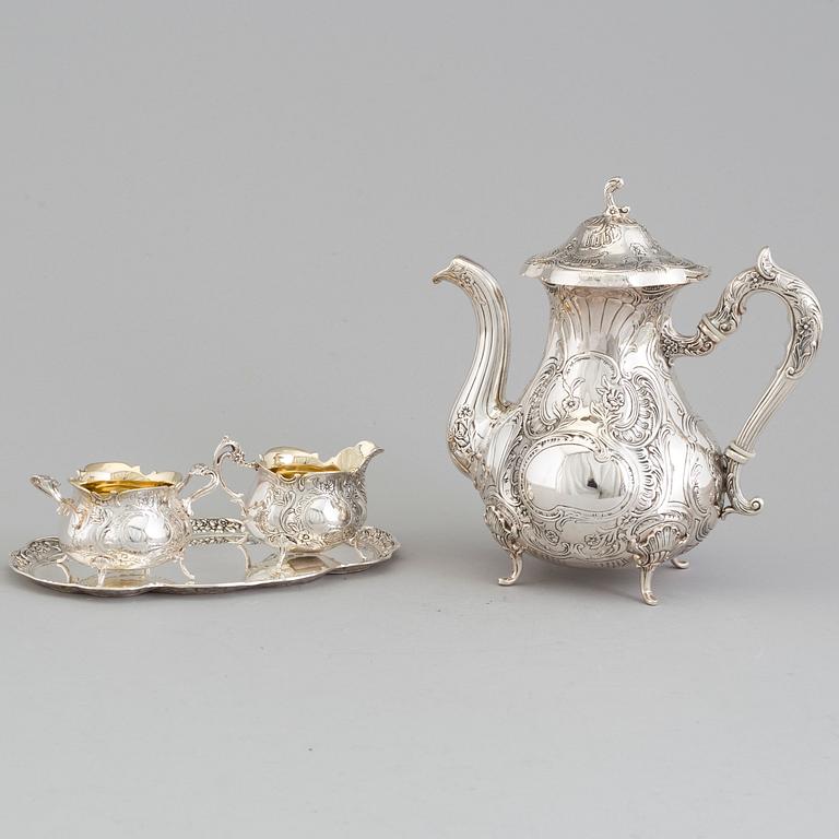 Four piece silver coffee service by GEWE, Malmö 1973-74.