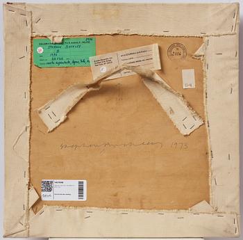 Stephen Buckley, mixed media on panel, signed and dated 1973 on verso.