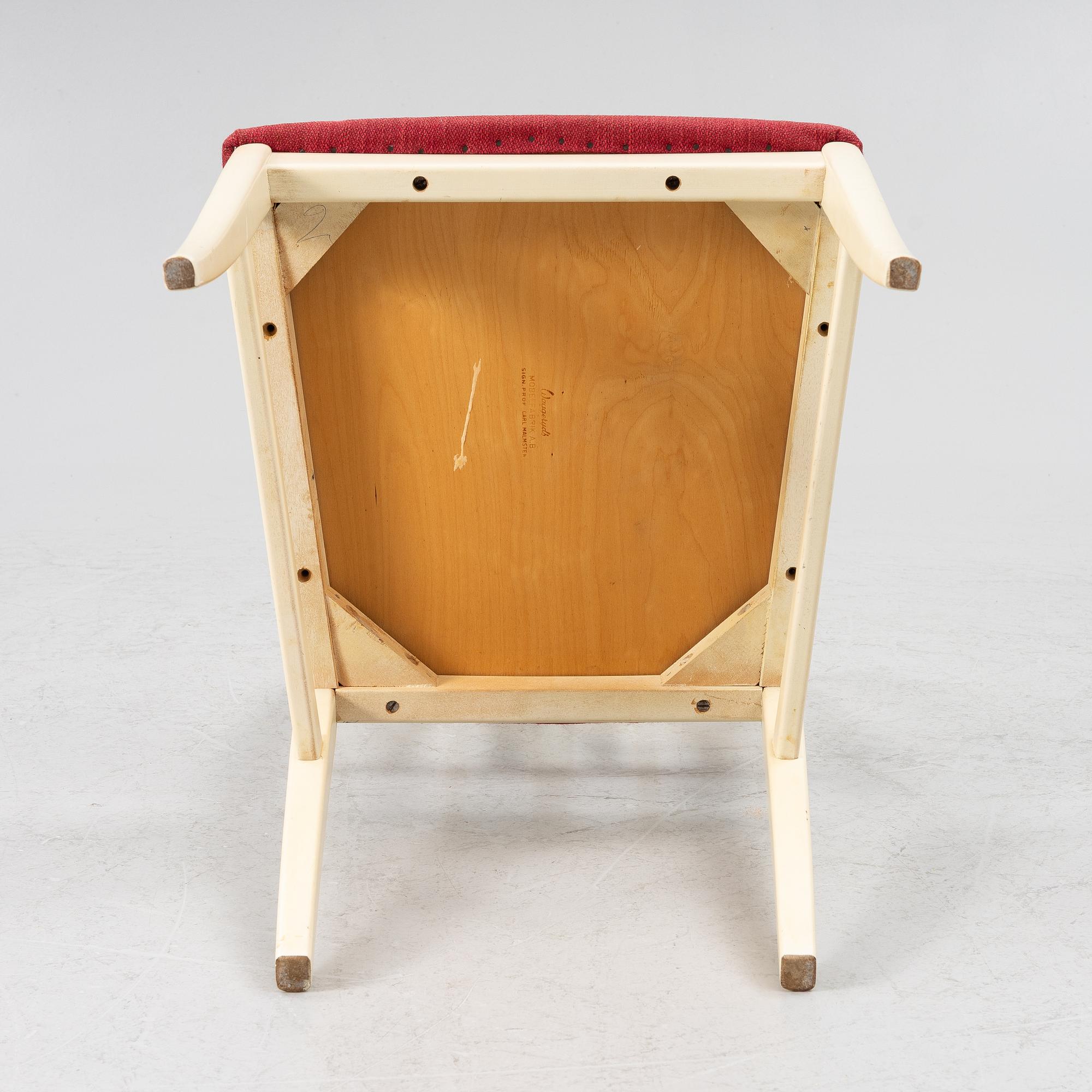 Carl Malmsten, a dining table with six chairs, end of the 20th century.