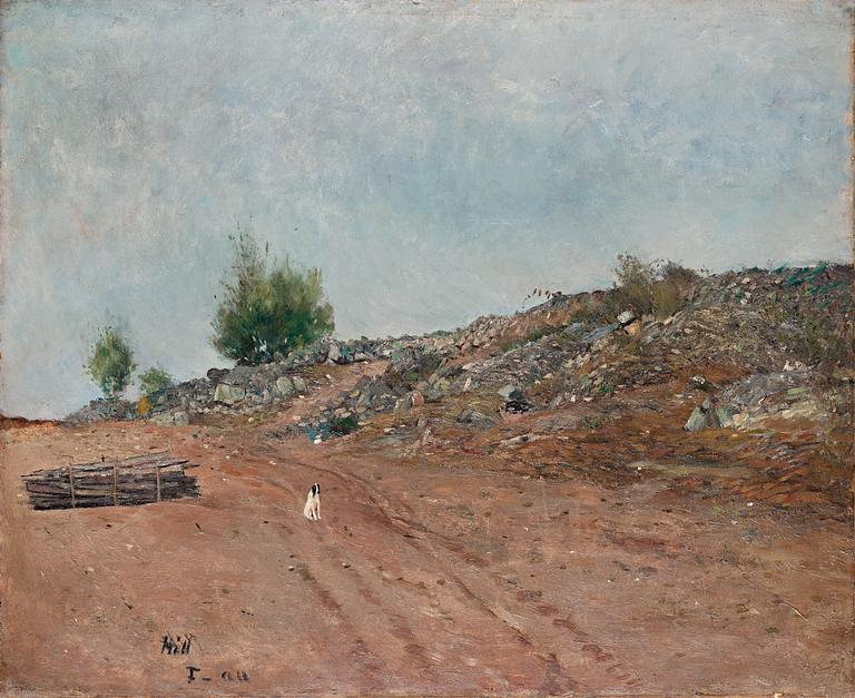 Carl Fredrik Hill, "Väg med sittande hund, Fontainebleau".