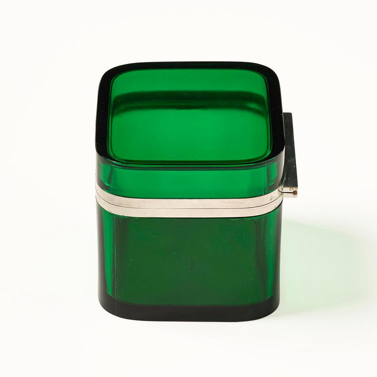 Josef Frank, a pewter mounted green-tinted glass box, Firma Svenskt Tenn.