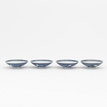 A set of four Japanese blue and white covers, Edo (1603-1868).