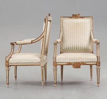 KARMSTOLAR, ett par, stockholmsarbeten, 1700-talets andra hälft, gustavianska.