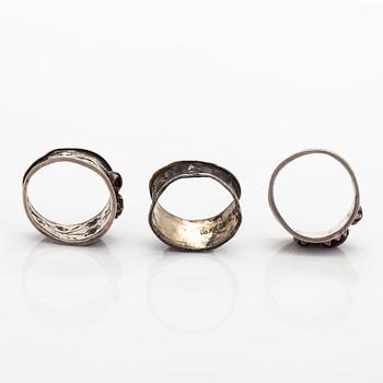 Sormukset, 3 kpl, hopeaa, Suomi 1800-luku.