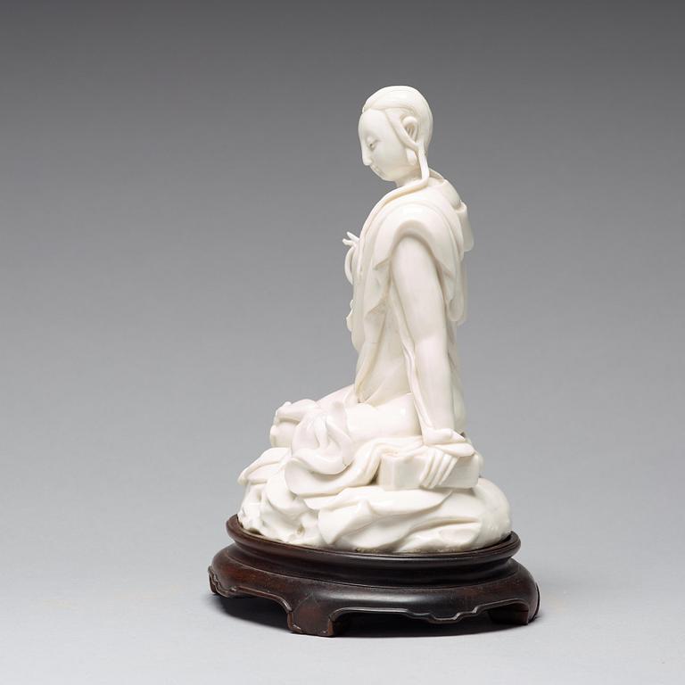 A blanc de chine figure of Guanyin, Qing dynasty.