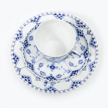 Royal Copenhagen, a 77-piece porcelain dinner service, 'Blue Fluted', full lace, Denmark, 1950's-70's.
